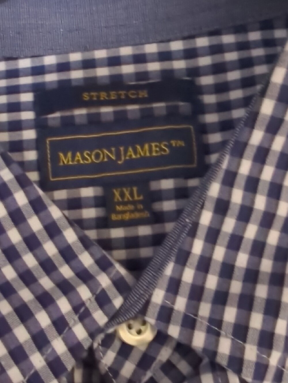 madison james Navy and White Gingham Button-Down Shirt - Picture 2 of 3